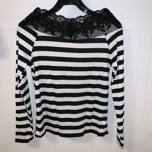 Women’s Striped Lace Top NWOT